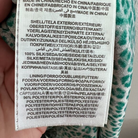 Guess by Marciano 100% Silk Green Leopard Print Shirt Dress - Picture 7 of 8